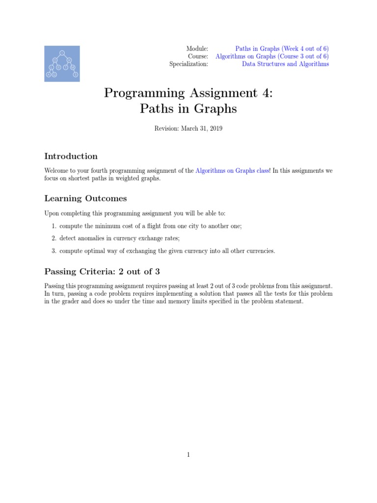 Paths in Graphs Programming Assignment Analysis | PDF | Vertex (Graph ...