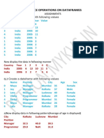 Advance Operations On Dataframes: Create A Dataframe With Following Values