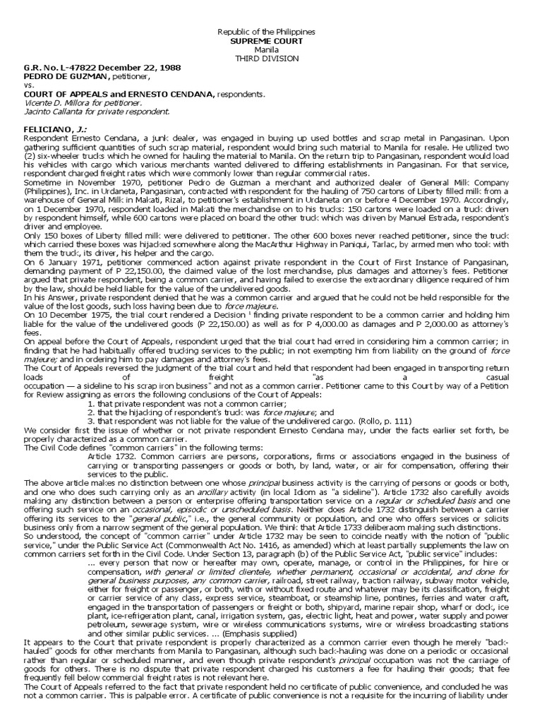 Transpo Cases 14 20 | PDF | Common Carrier | Damages