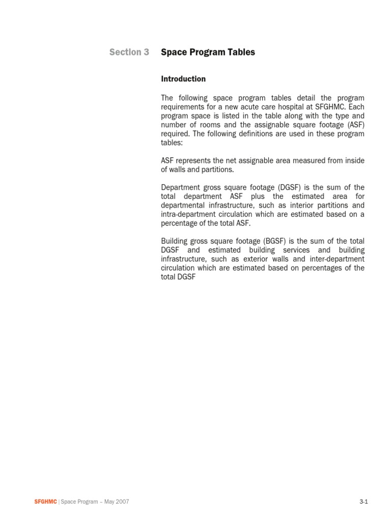 Space Programming - General Hosptal | PDF | Radiology | Intensive Care Unit