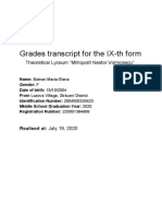 GRADES TRANSCRIPT FOR THE IX-th FORM PDF