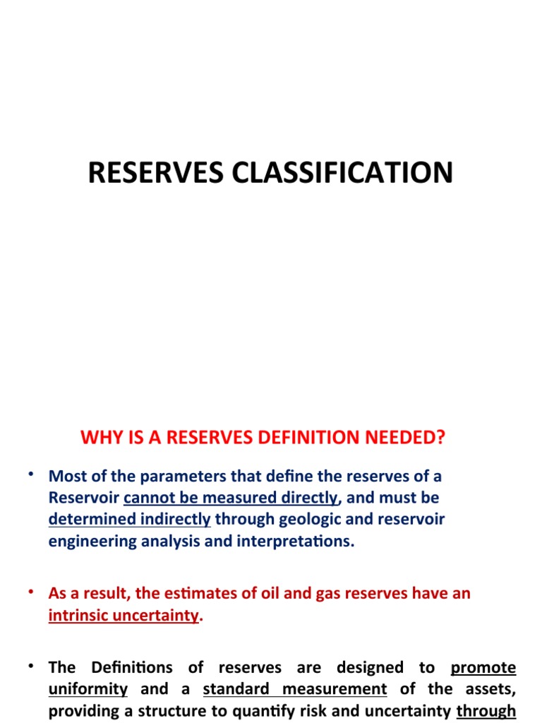 Reserves ClassificationClass1 PDF Oil Reserves Industries