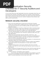 63 Web Application Security Checklist For IT Security Auditors and Developers