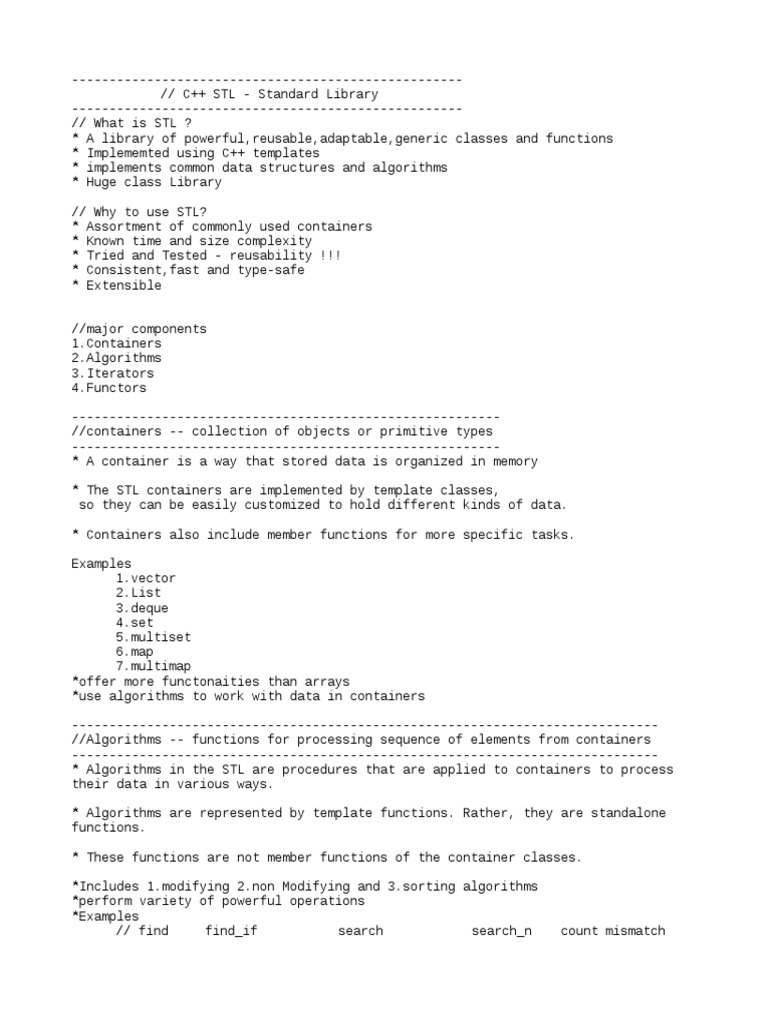 An Introduction to the C++ Standard Template Library (STL): Containers ...