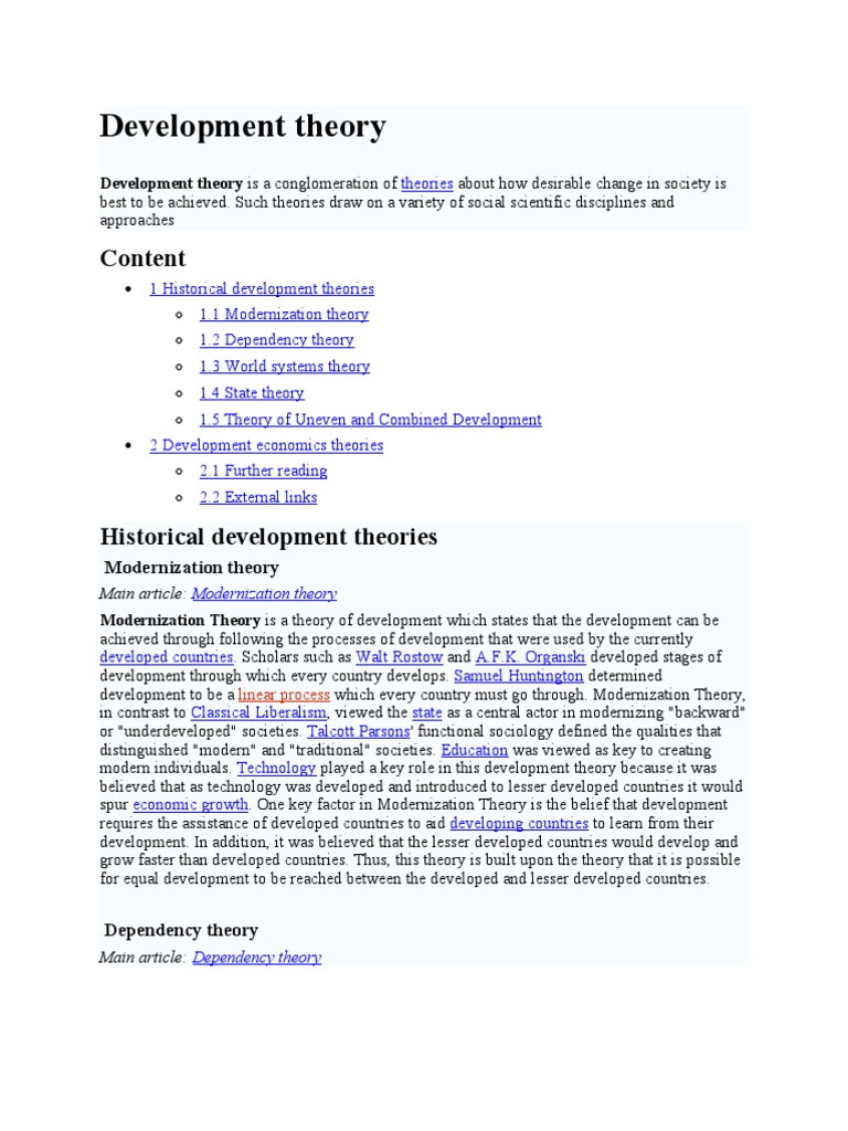 Overview of Development Theories | PDF | Finance & Money Management ...