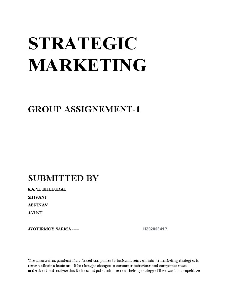 Strategic Marketing: Group Assignement-1 | PDF | Marketing Strategy | Brand