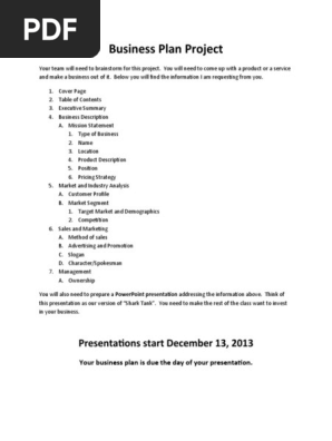 Business Plan Project