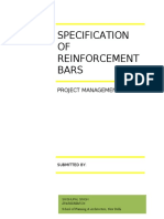 Specification OF Reinforcement Bars: Project Management-Ii