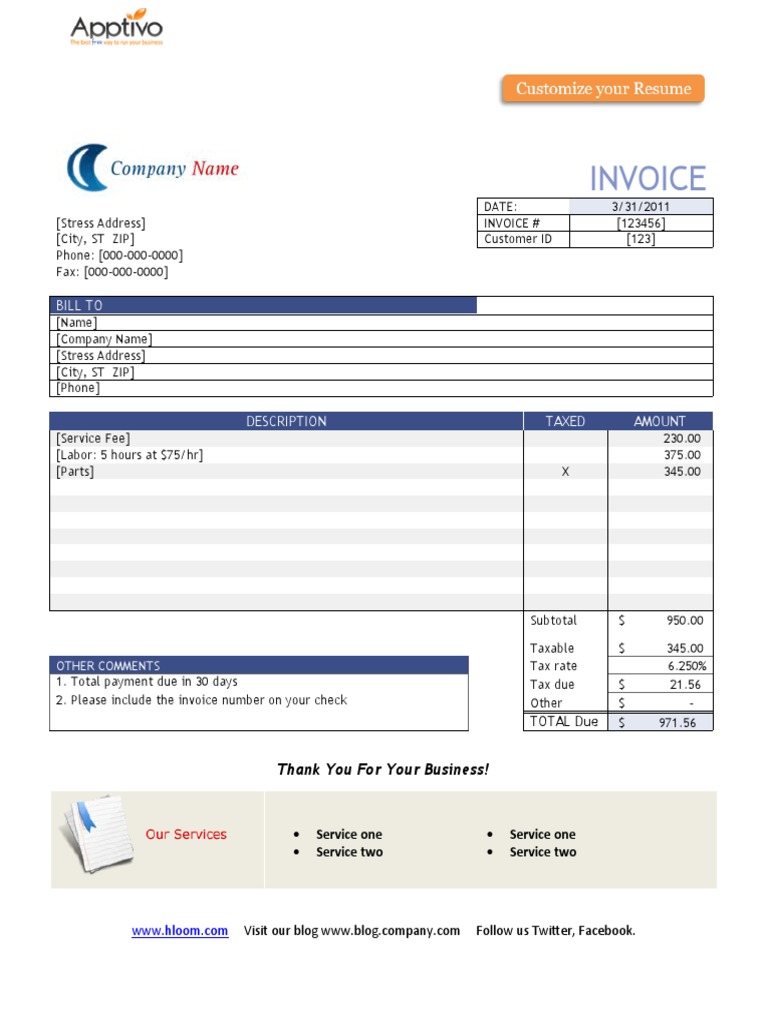 Word Invoice Template Example | PDF | Payments | Business