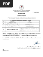 Notification For 2nd Round Counselling 02102020