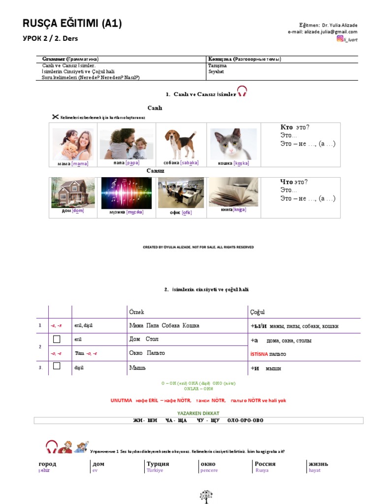 IIENST - Rusça (A1) - Ders 2 PDF | PDF