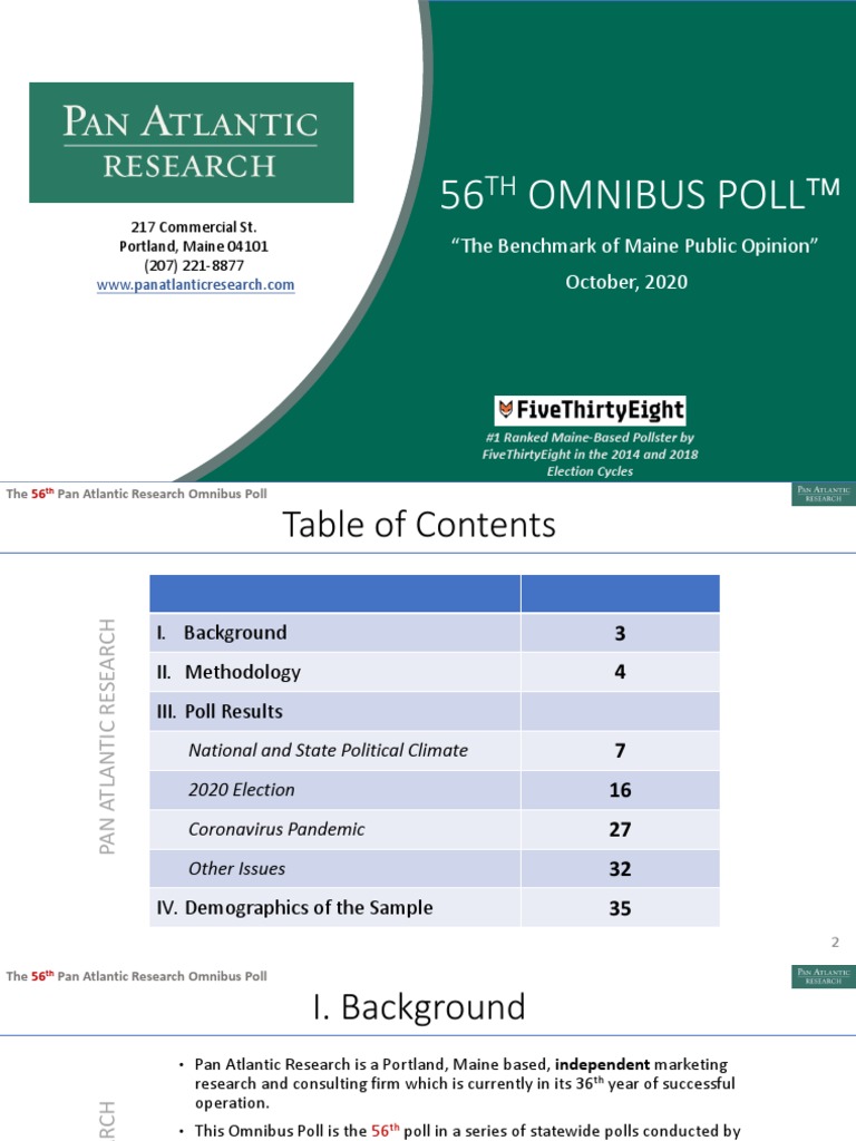 Pan Atlantic Research 56th Omnibus Report Opinion Poll Sampling