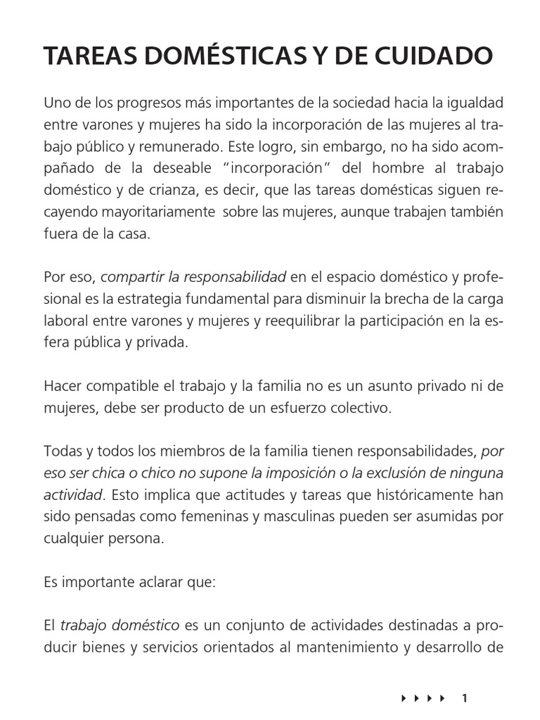 Cuadernillo 4 - Tareas Domésticas y de Cuidado | PDF | Hombre | Familia