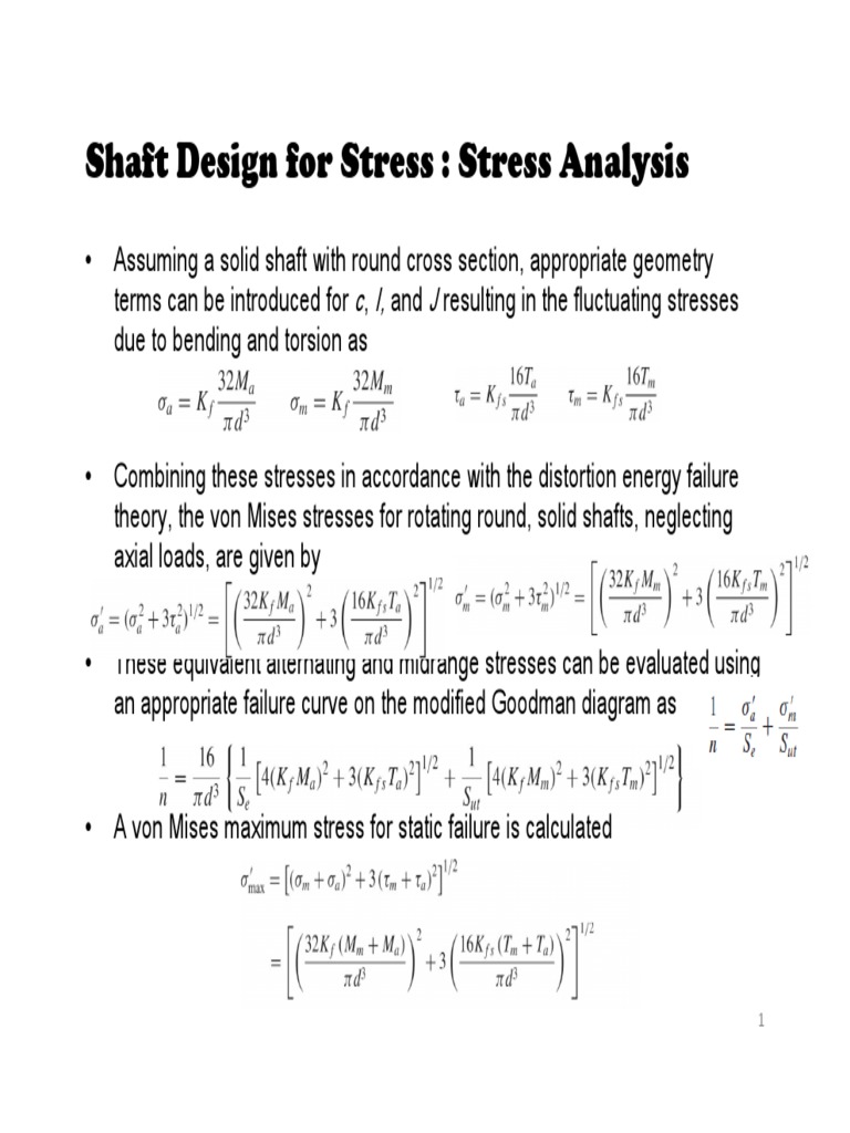 Shaft Design For Stress: Stress Analysis | PDF