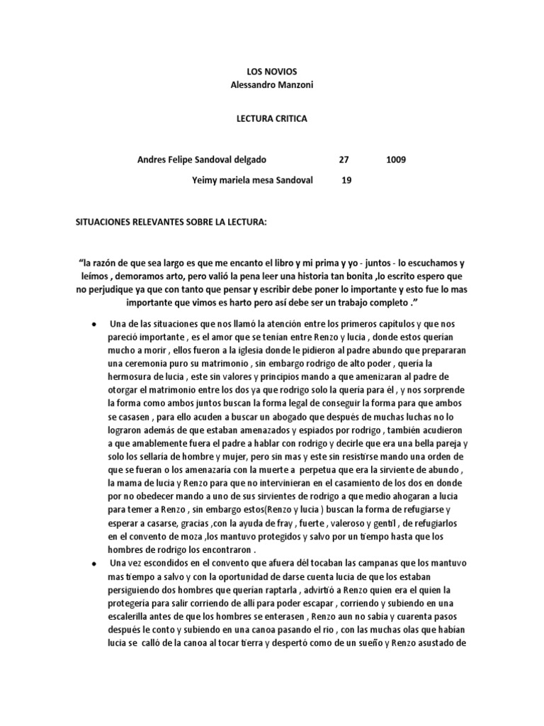 LOS NOVIOS de Alessandro Monzoni PDF