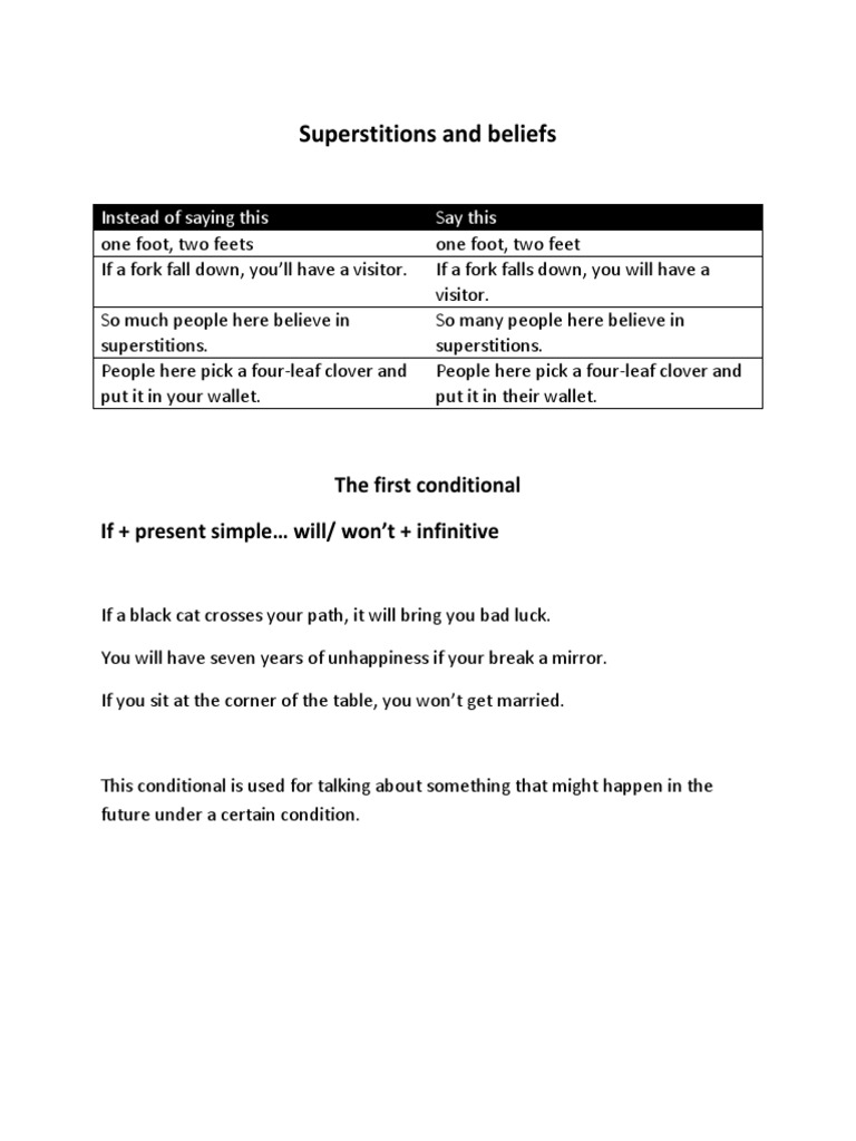 Superstitions and Beliefs | PDF | Language Arts & Discipline | Home ...