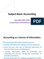 Subject-Basic Accounting: Class-Bba First Year Faculty Name-Prof - Snehlata Jaiswal