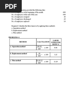 Problem 4-1 Method Calculation A. Separation Method Labor Turnover Rate %