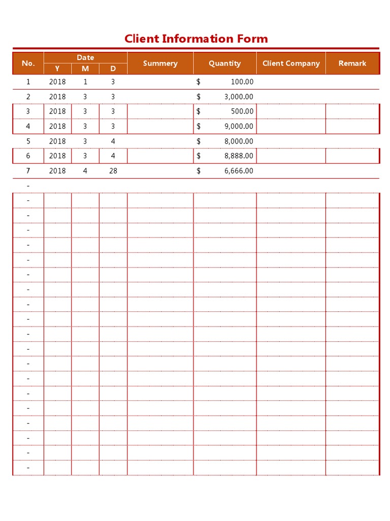 Client Information Form | PDF | Business | Finance & Money Management