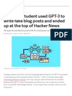 A College Student Used GPT-3 To Write Fake Blog Posts and Ended Up at The Top of Hacker News - The Verge