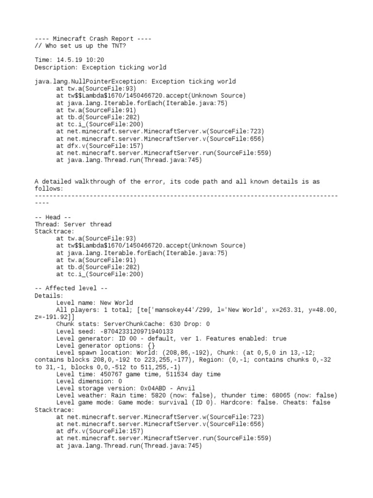 Crash 19 05 14 10 02 Server Pdf Java Virtual Machine Java Programming Language