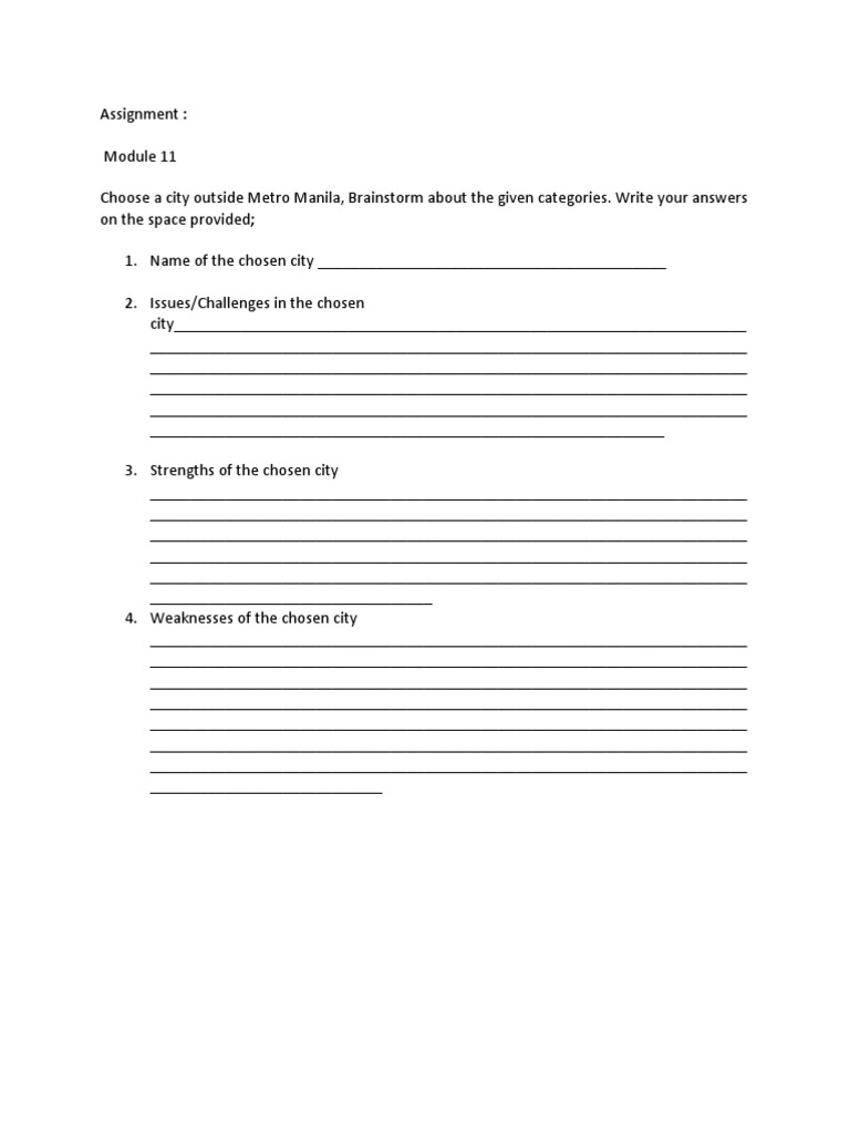 City Analysis Assignment Template | PDF | Finance & Money Management ...