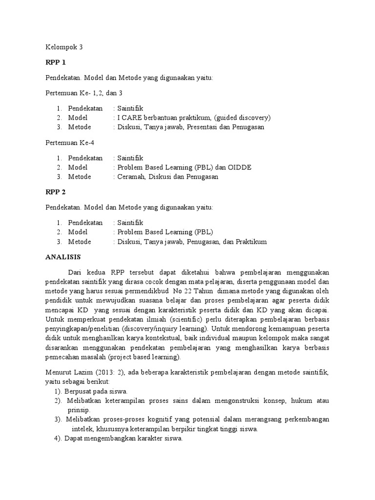 Metode Pembelajaran dalam RPP Saintifik | PDF | Karier & Perkembangan