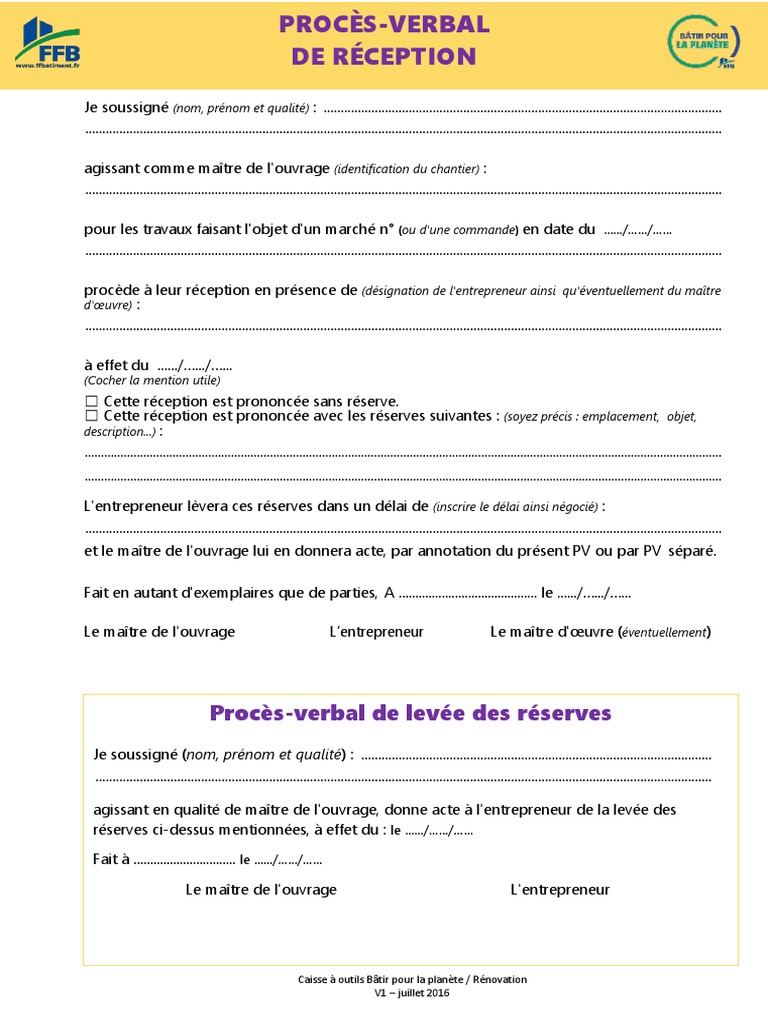 Procès-Verbal de Réception des Travaux | PDF | Business