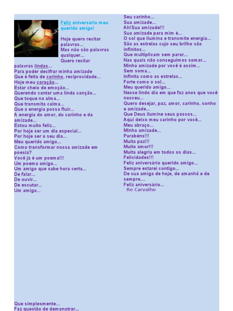 Feliz Aniversário Meu Querido Amigo | PDF, image size:768x1024
