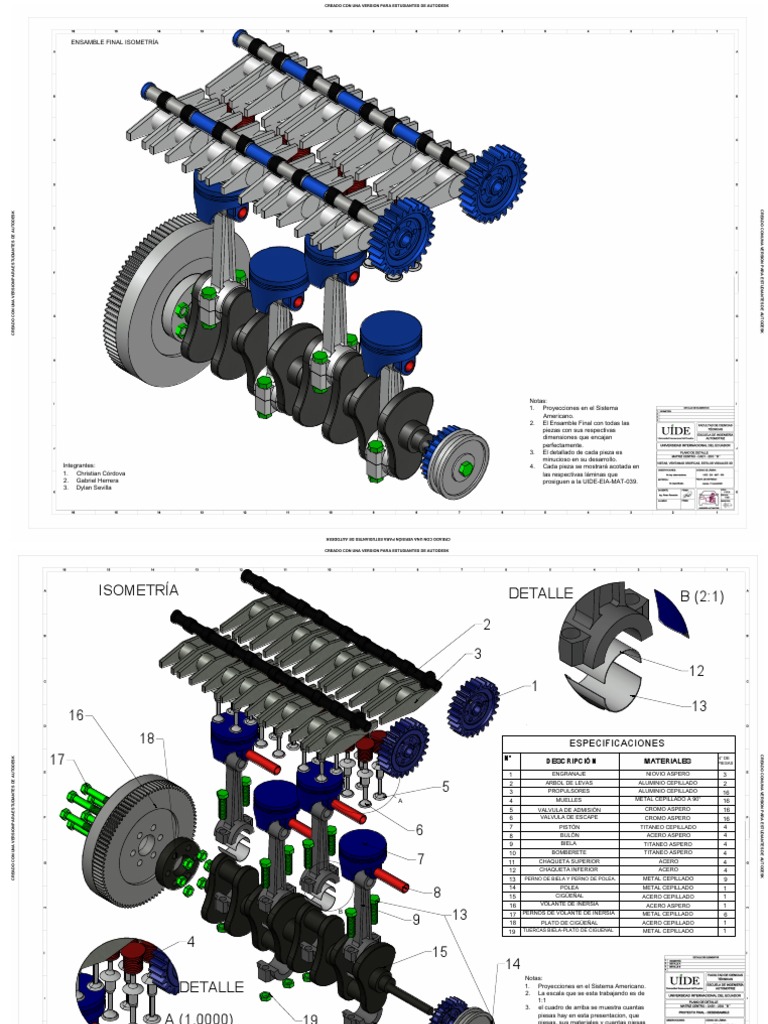 Planos Detallados de Motores en CAD | PDF | Tecnología del motor ...