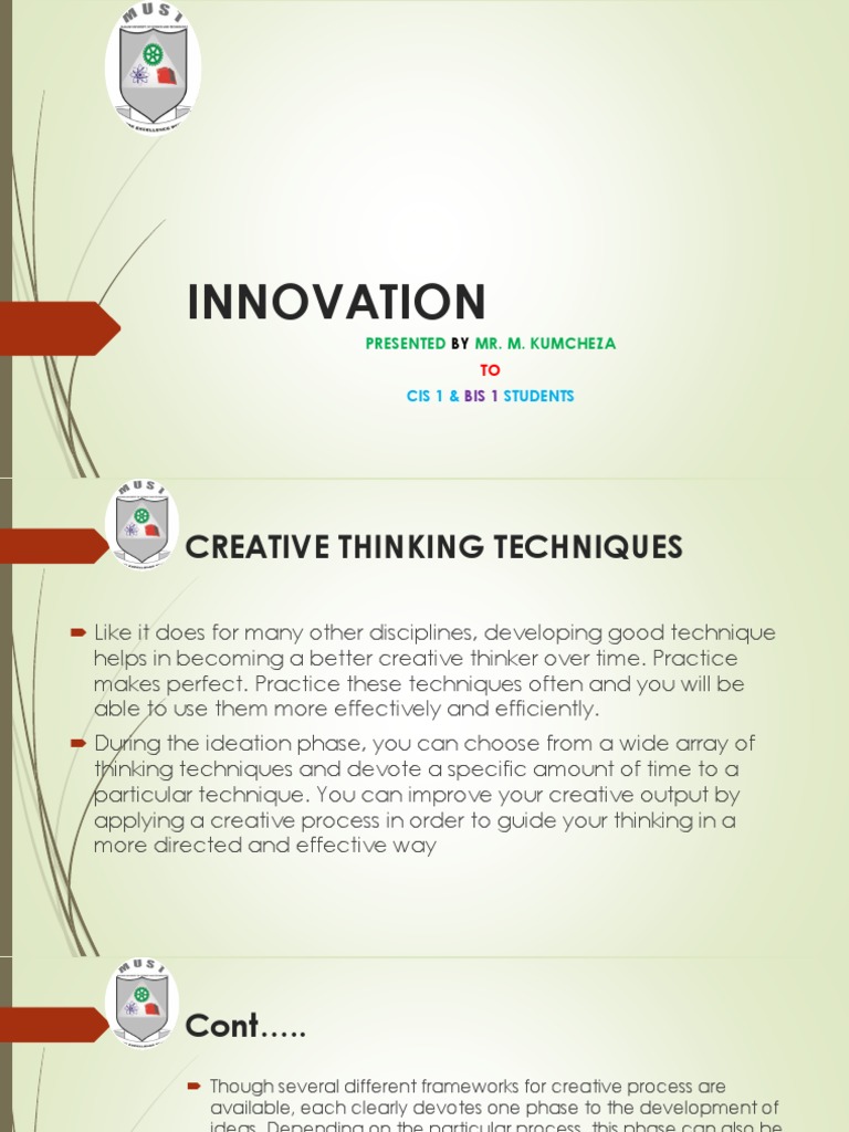 Creative Thinking Techniques for Innovation | PDF | Brainstorming | Thought
