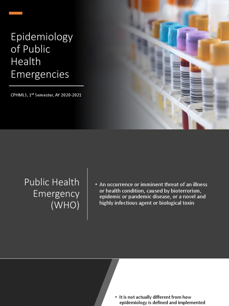 Epidemiology of Public Health Emergencies | PDF | World Health ...