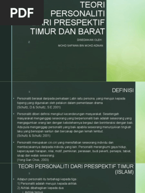 Teori Personaliti Dari Prespektif Timur Dan Barat Pdf