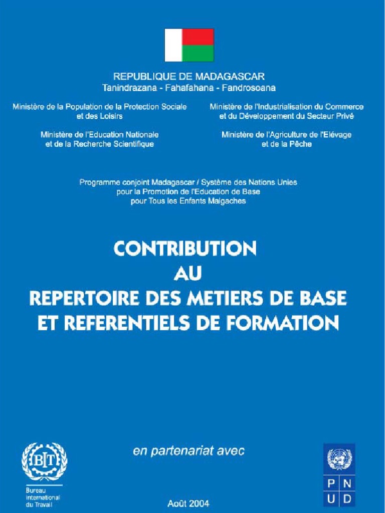 Répertoire des métiers de base et référentiels de formation Madagascar Artisanat