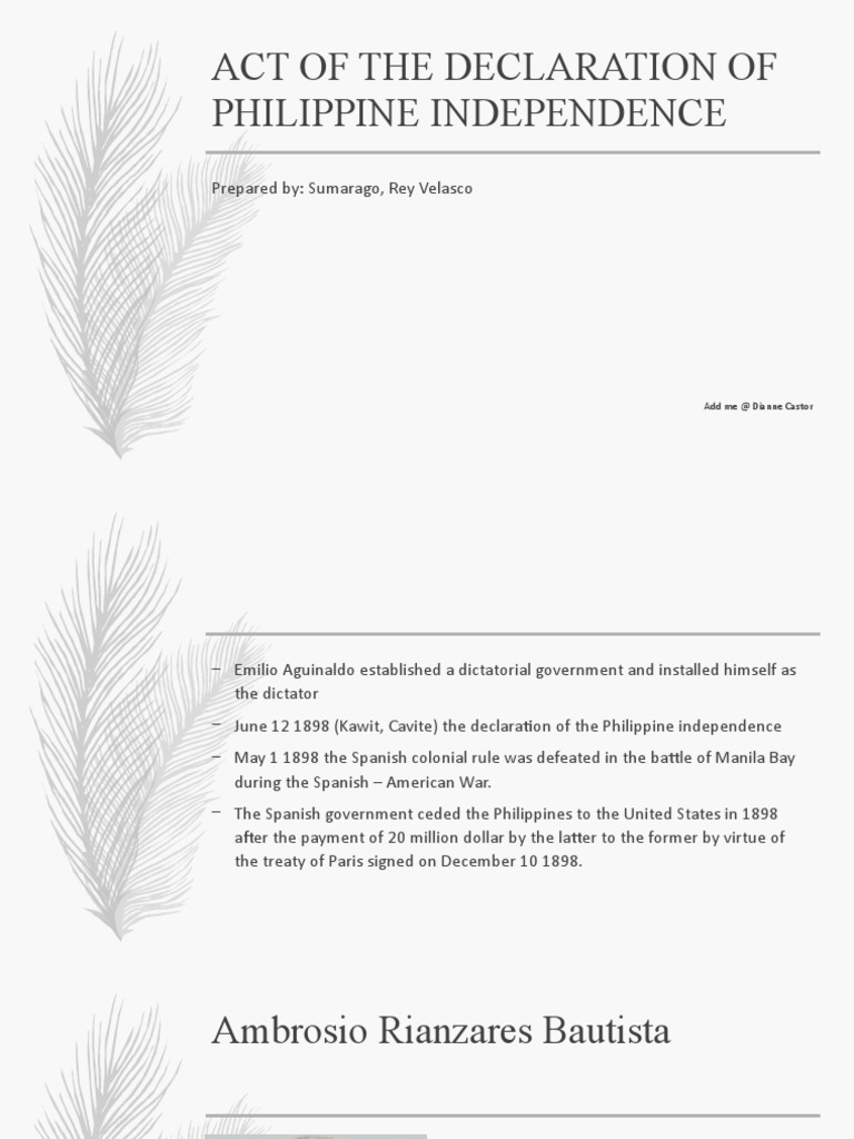 Act Of The Declaration Of Philippine Independence Spanish East Indies Philippines