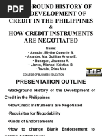 Background History of The Development of Credit in The Philippines How Credit Instruments Are Negotiated