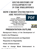 Background History of The Development of Credit in The Philippines How Credit Instruments Are Negotiated