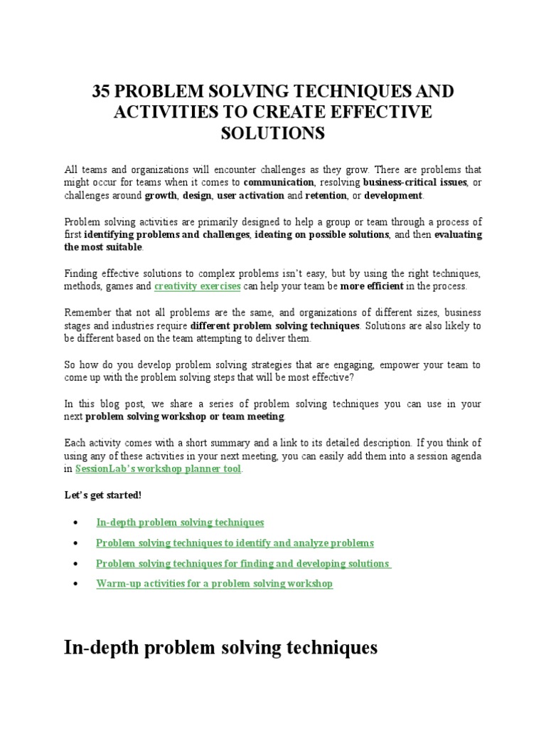 Problem Solving Report | PDF | Creativity | Swot Analysis