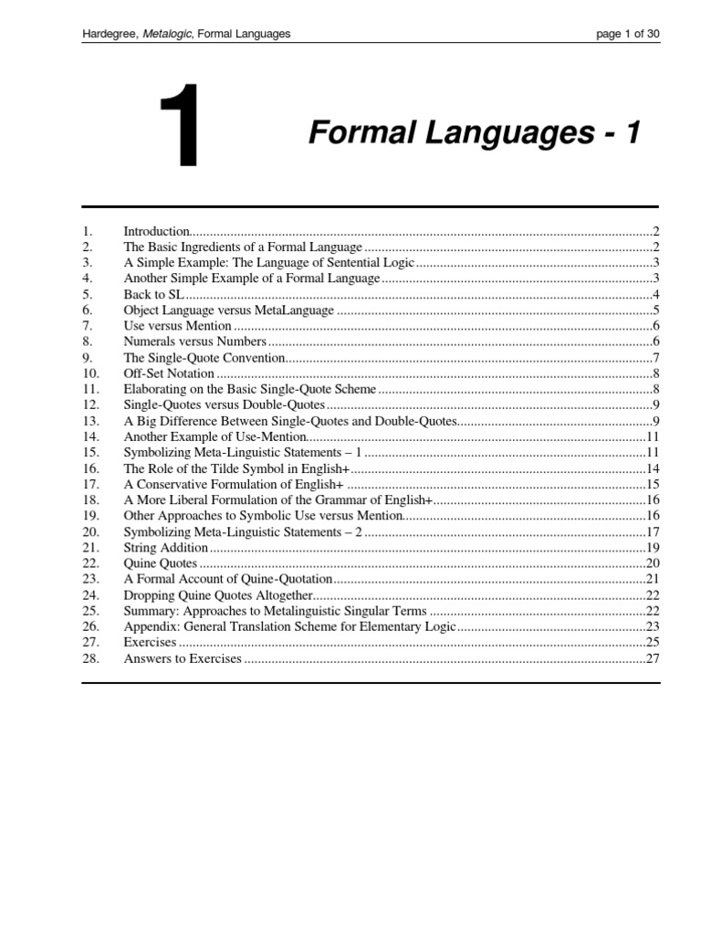 MetaTheory-01-Formal Languages 1 | PDF | Metalogic | English Language
