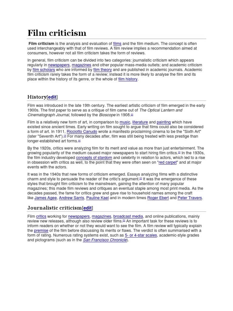 A Comprehensive Overview of the History and Evolution of Film Criticism ...
