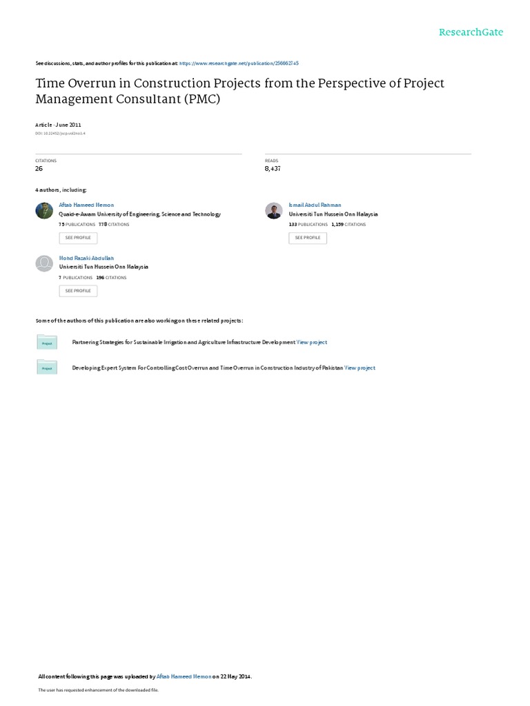 Time Overrun in Construction Projects From The Perspective of Project