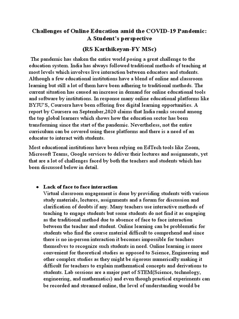 Challenges of Online Education in India | PDF | Educational Technology ...