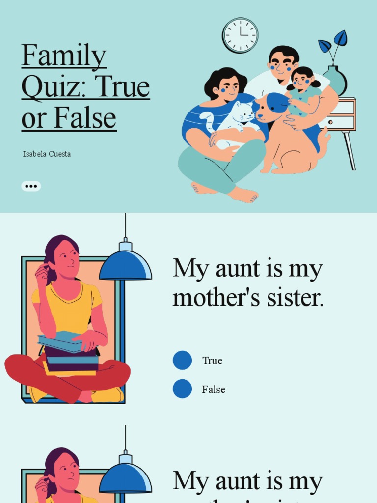 Family Quiz - True or False | PDF | Mystery, Thriller & Crime Fiction