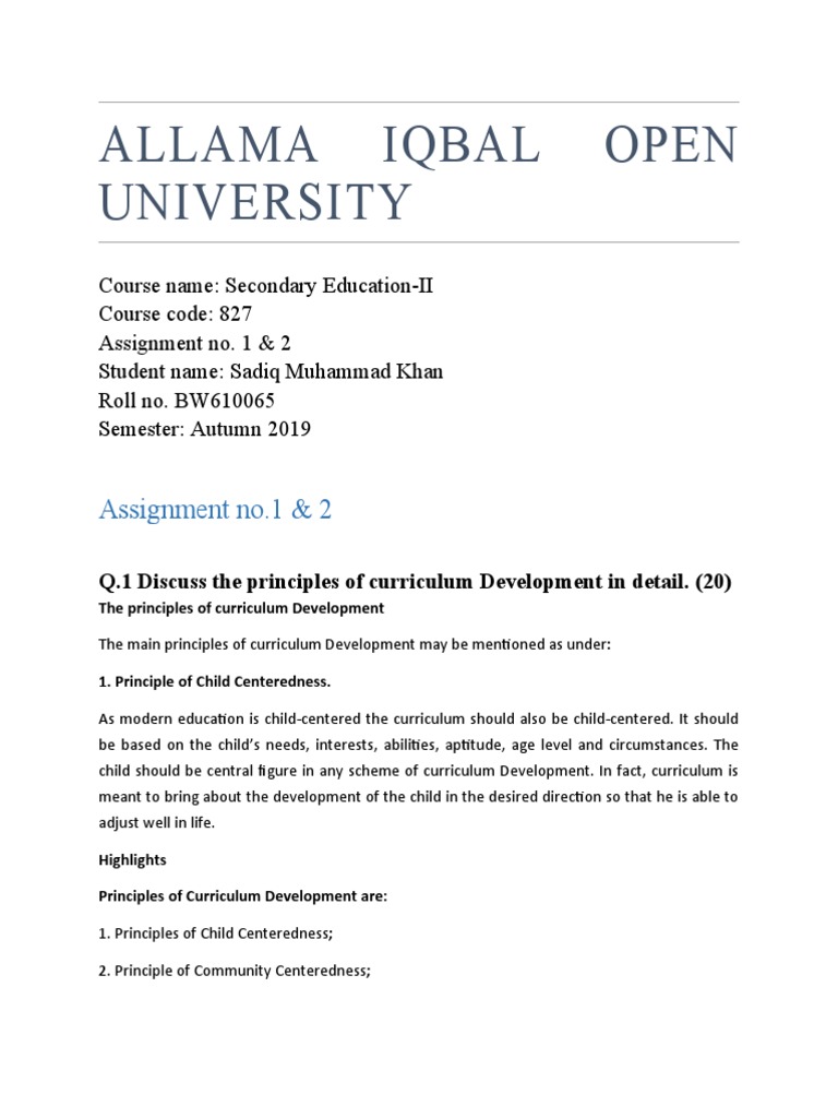 Curriculum Development Principles | PDF | Curriculum | Educational Aims ...