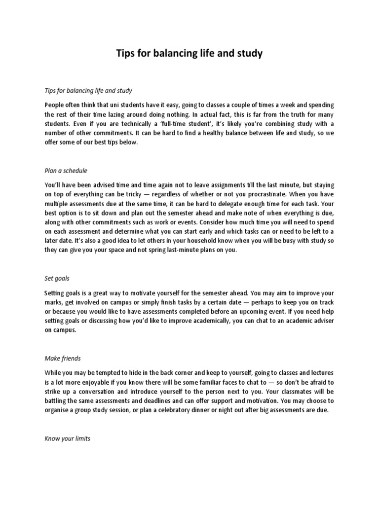 Tips On Balancing It All | PDF | Behavior Modification