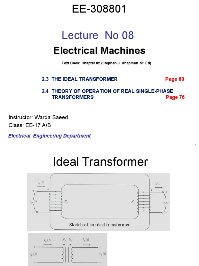 Ideal vs Real Transformer Analysis | PDF | Transformer | Electrical ...