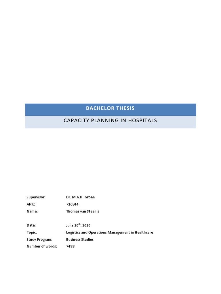 Hospital Bed Capacity Planning PDF Hospital Thesis