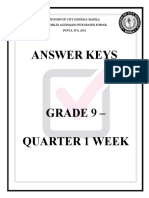 Answer Keys: Division of City Schools-Manila Gen. Emilio Aguinaldo Integrated School Punta, Sta. Ana