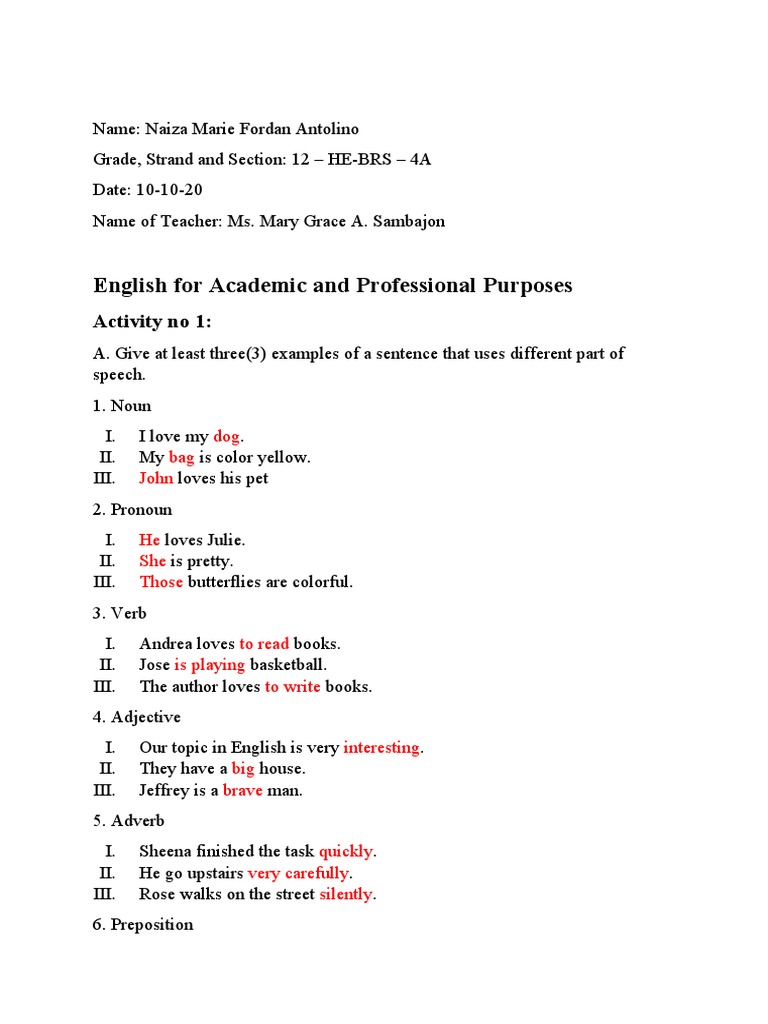 English For Academic and Professional Purposes: Activity No 1 | PDF ...