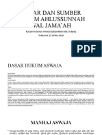 Dasar Dan Sumber Hukum Ahlussunnah Wal Jama'Ah: Kuliah Aswaja Prodi Kebidanan Fikes Unsiq Tanggal 29 April 2020